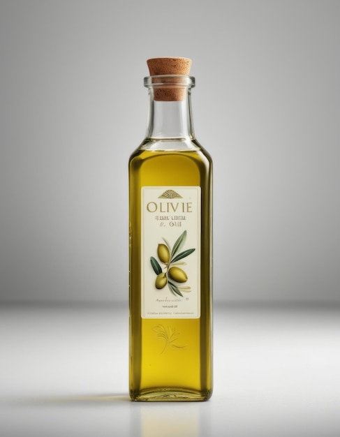 Photo a bottle of olive oil with olive oil on the label