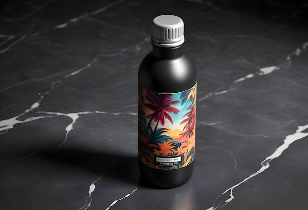 a bottle of palm tree with a palm tree on the top