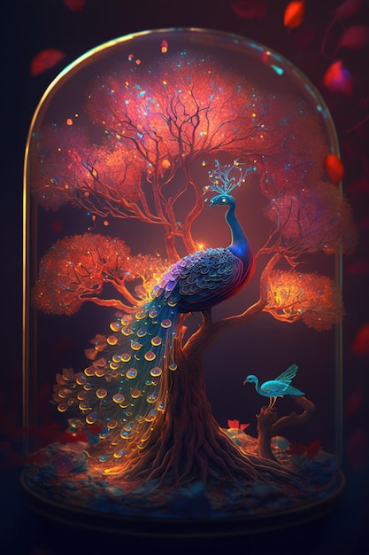 A bottle of peacocks in a bottle