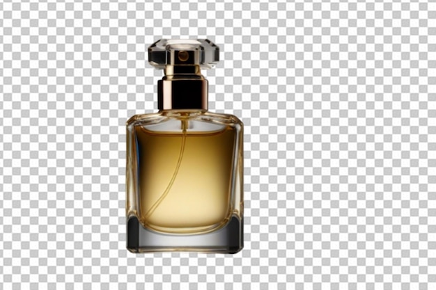 a bottle of perfume with a bottle of perfume on a transparent background