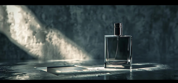 Photo a bottle of perfume with a shadow on the wall