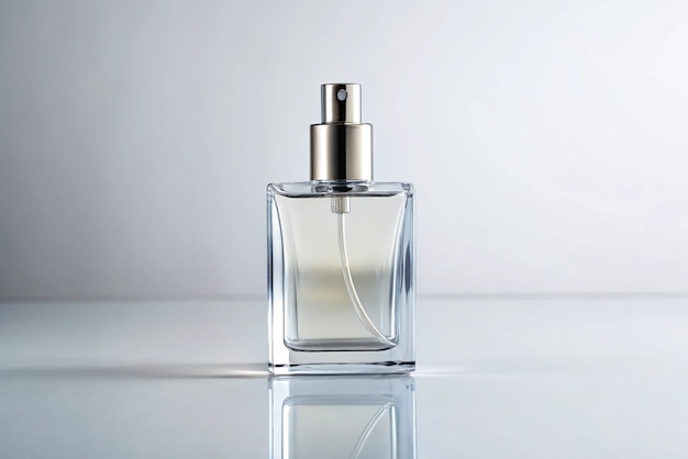 a bottle of perfume with a white background and a white background