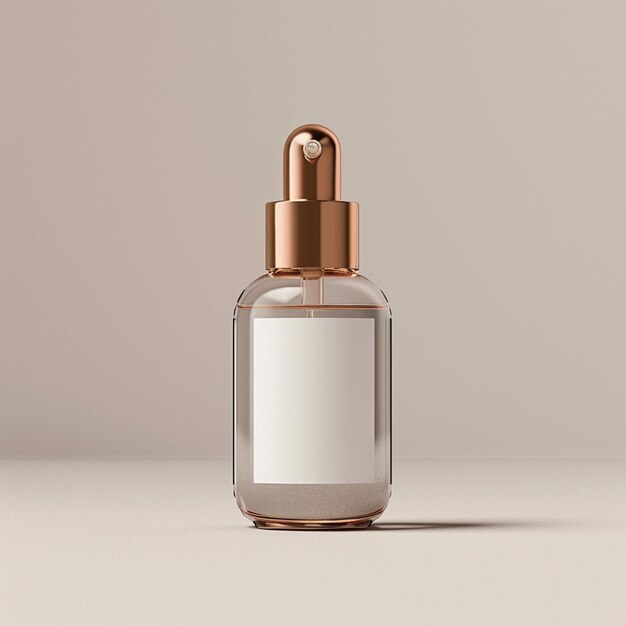 Photo a bottle of perfume with a white label on it