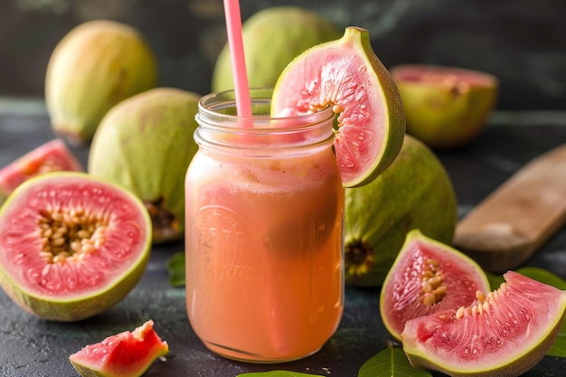 a bottle of pink juice next to a bunch of figs