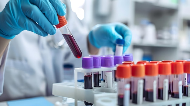 a bottle of red liquid is being poured into a test tube