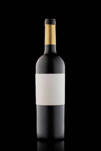 Bottle of red wine on a black background Stylish alcohol