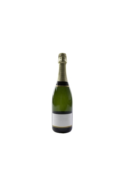 Bottle of sparkling wine isolated on white background