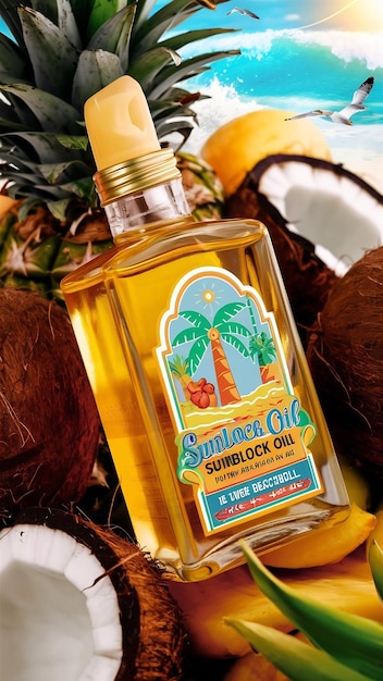 Bottle of sunblock oil