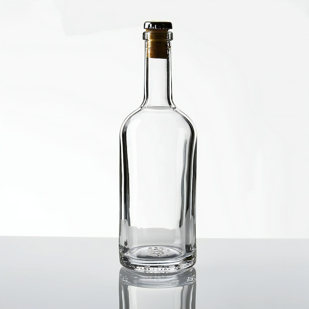 Bottle of vodka on a white background with reflection studio shot