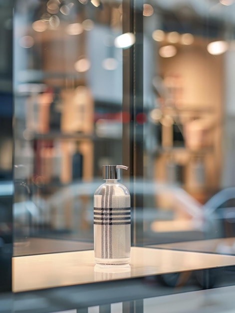 a bottle of a water bottle sits on a table