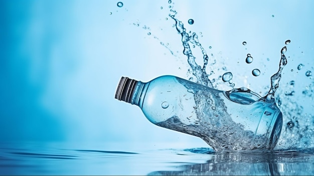 A bottle of water is being thrown into the water.