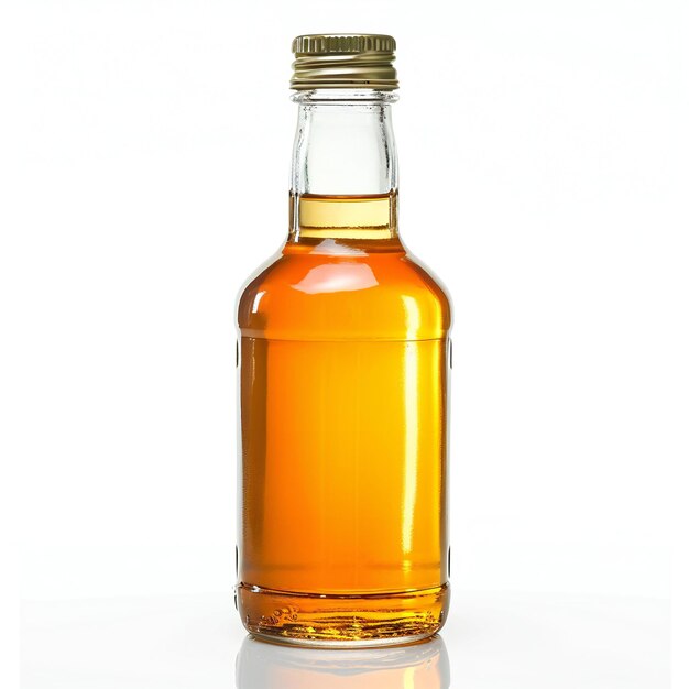 Bottle of whiskey isolated on white background with reflection