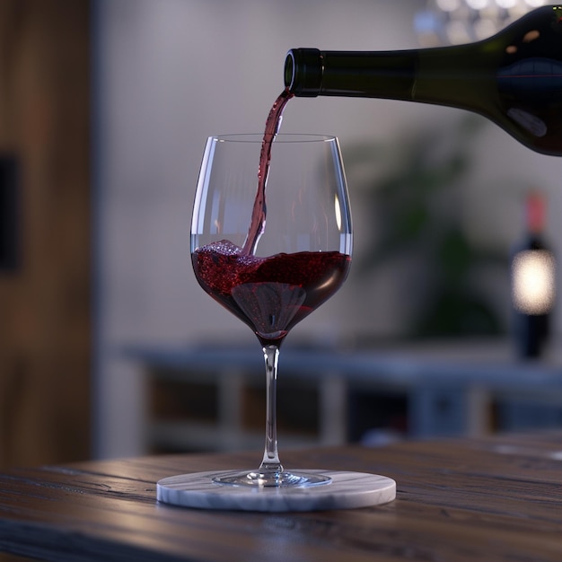 a bottle of wine being poured into a glass