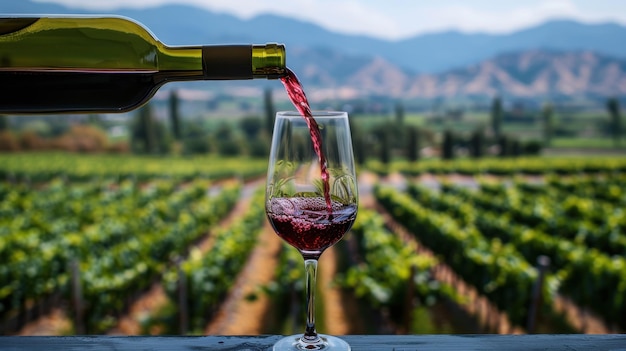 a bottle of wine being poured into a wine glass