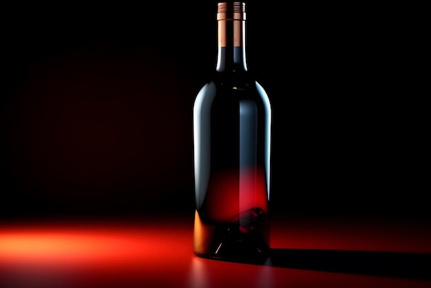 Bottle of wine on a dark background Beaujolais Nouveau Neural network AI generated