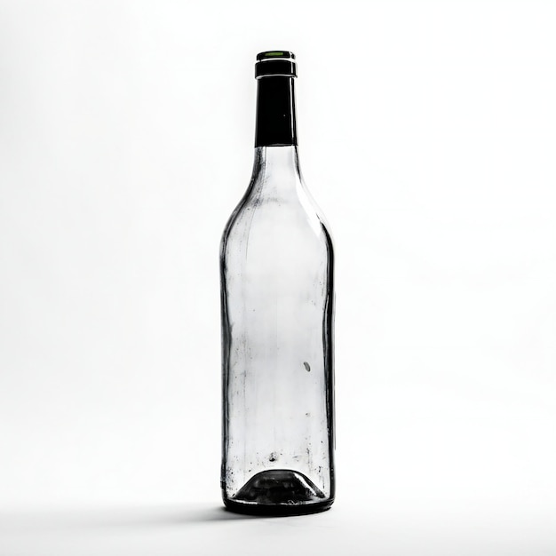 Bottle of wine isolated on a white background black and white