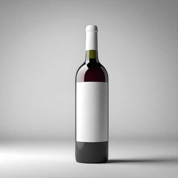 a bottle of wine with a white label