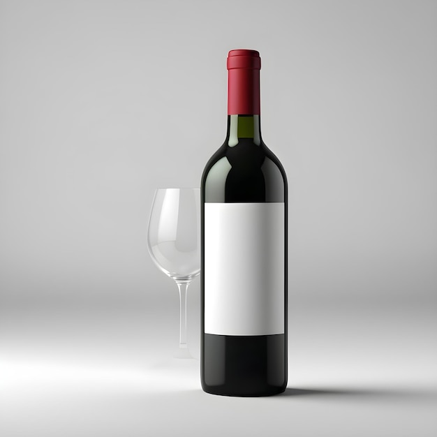 a bottle of wine with a white label