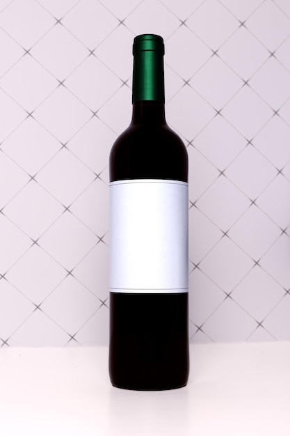 Bottle of wine with white label