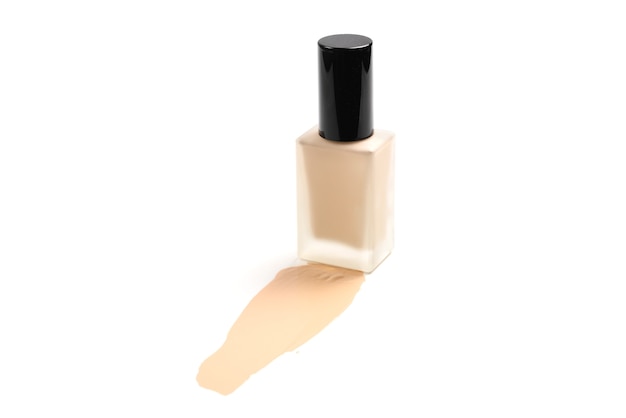 Bottle with makeup liquid foundation isolated on white