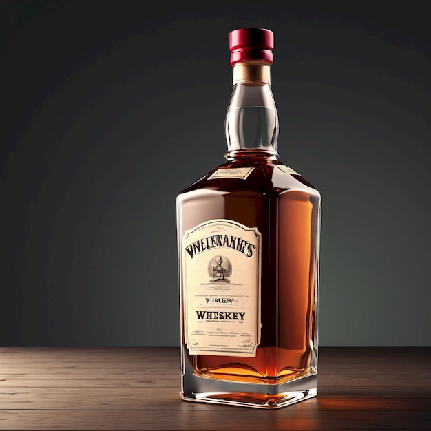 a bottle of wynners whiskey sits on a wooden table