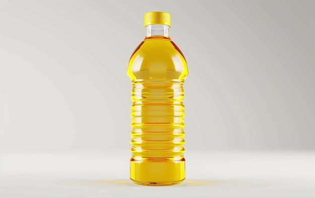 Photo a bottle of yellow liquid with a yellow lid