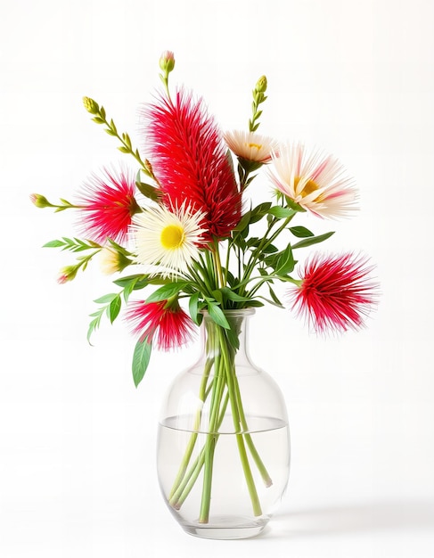 Bottlebrush flower vase on a white background