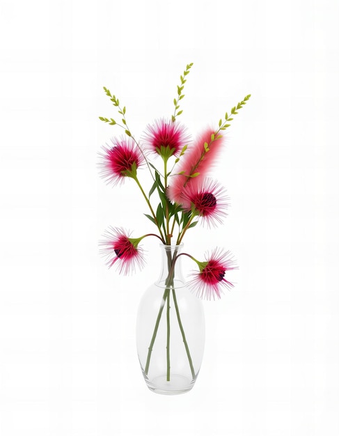 Bottlebrush flower vase on a white background