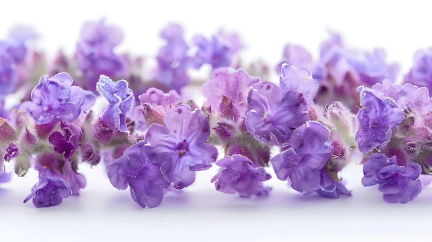 Bouguet of violet lavendula flowers isolated on white background close up Generative AI