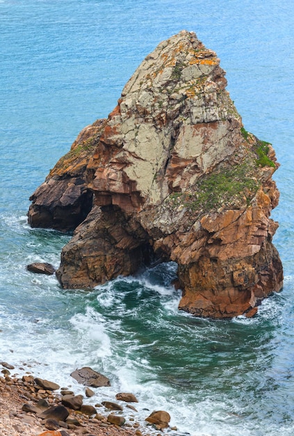 Boulders near shore. Atlantic ocean coast. View from Cape Roca (Cabo da Roca), Portugal.