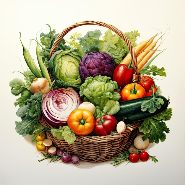 Bountiful Basket of Fresh Colorful Vegetables