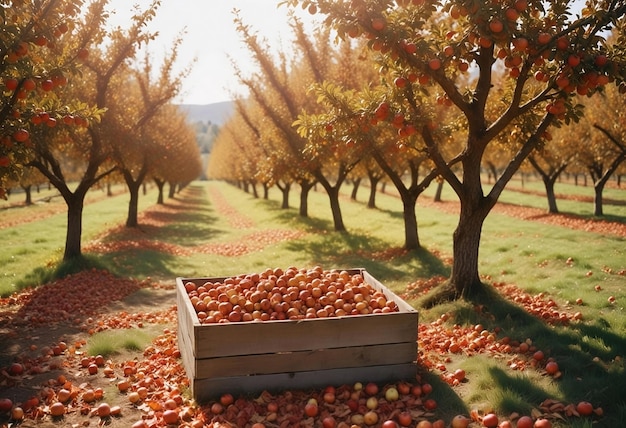 Photo bountiful harvest in an apple orchard