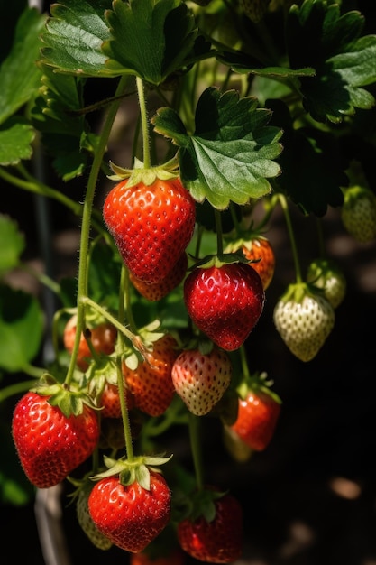 Bountiful Harvest of Red Strawberries on a Courtyard Wall