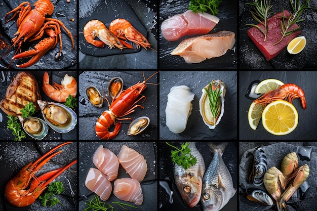 Photo bountiful seafood feast a table adorned with a delectable array of seafood treasures featuring succulent shrimp mouthwatering crab and briny oysters