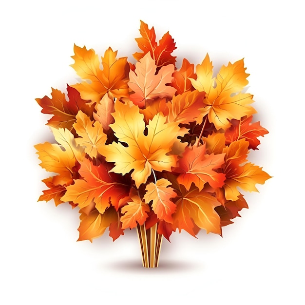 Bouquet of autumn leaves isolated on white background