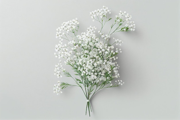 Photo a bouquet of baby's breath is on a gray background.