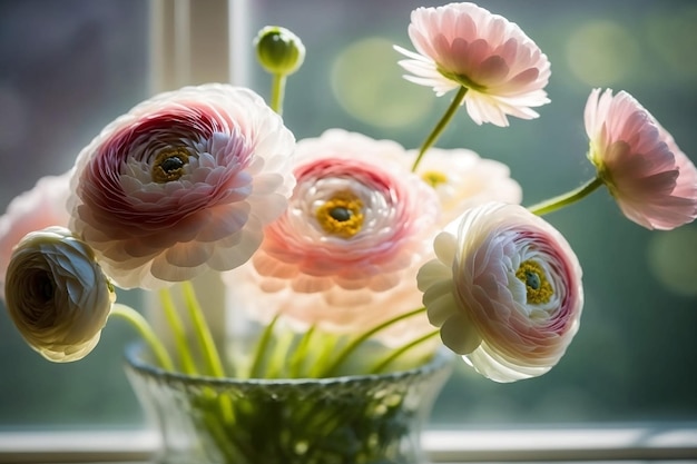 Bouquet of beautiful pink ranunculus