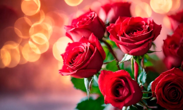 bouquet of beautiful red roses Selective focus