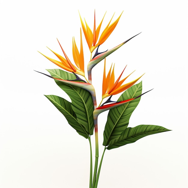 Bouquet of bird of paradise Strelitzia reginae flower on white background