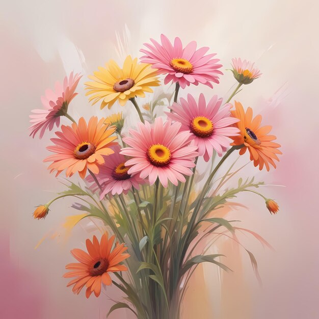 Bouquet of Colorful Daisylike Flowers