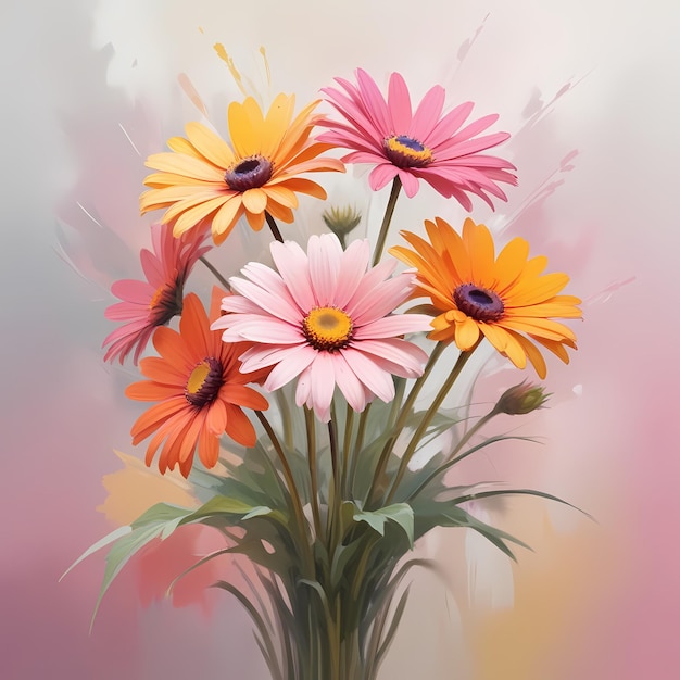 Bouquet of Colorful Daisylike Flowers