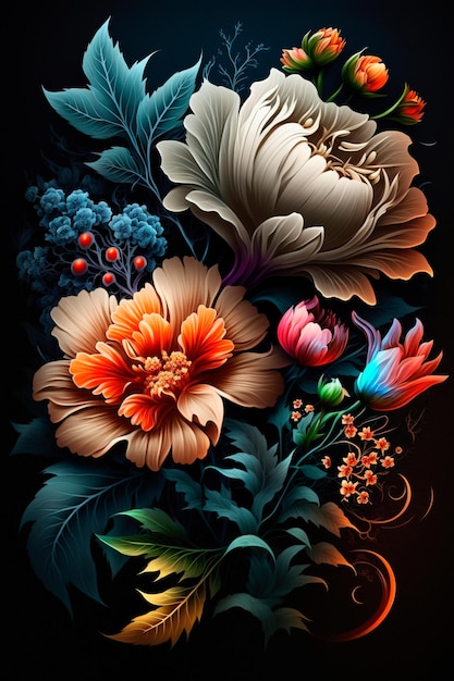 Bouquet of colorful flowers floral background