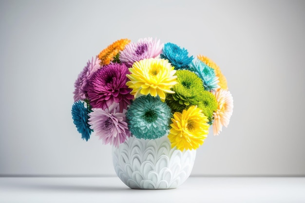 A bouquet of colorful flowers in a vase.