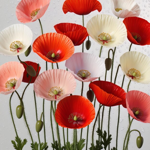 A Bouquet of Colorful Poppies in Bloom