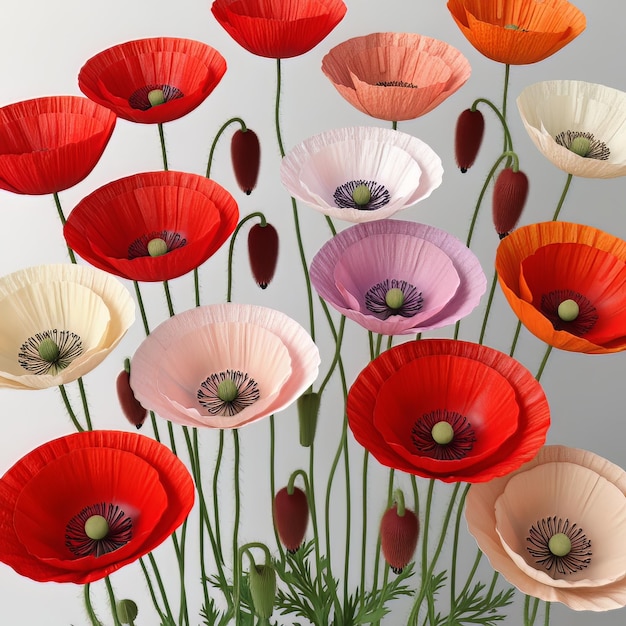 Photo a bouquet of colorful poppies in bloom