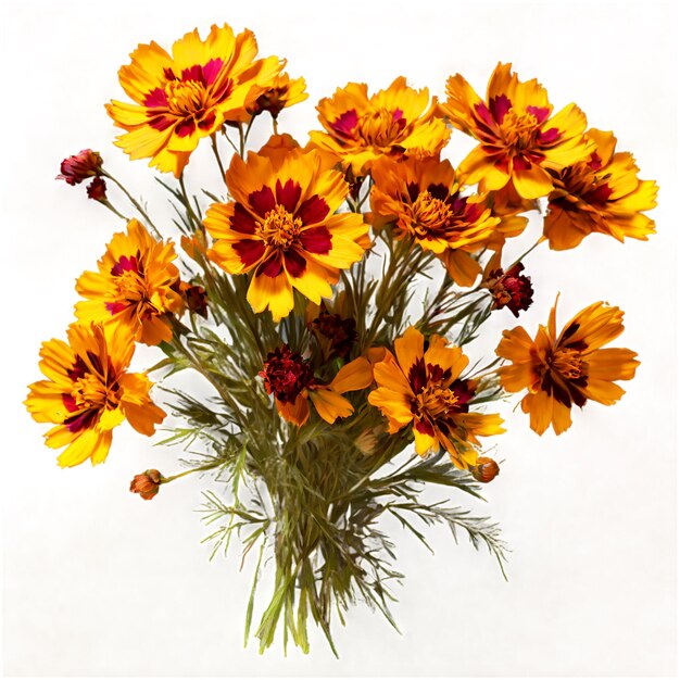 Photo bouquet of coreopsis flowers isolated on transparent background