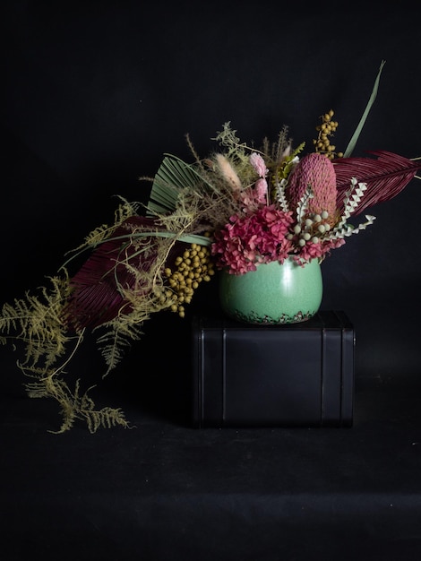 Bouquet of dried flowers in a vase