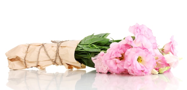 Bouquet of eustoma flowers isolated on white