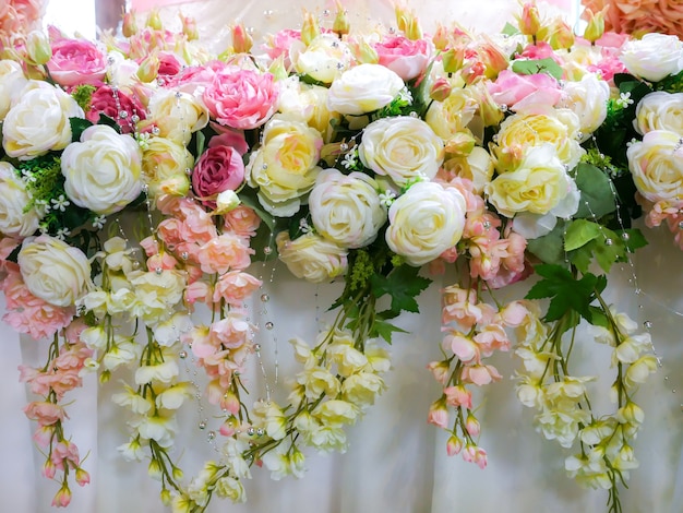 Bouquet Flower decor in wedding ceremony. Artificial Flowers.