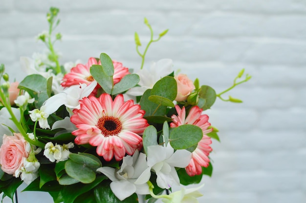 bouquet of flowers in hat box